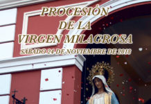 Procesión de la Virgen Milagrosa de la Sagrada Familia para el sábado Virgen Milagrosa