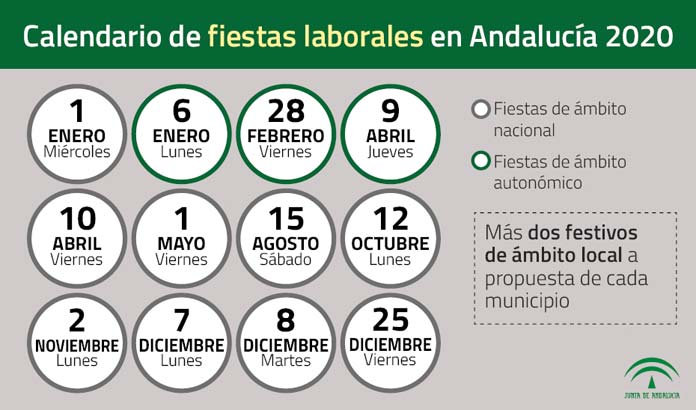 calendario-festivos días festivos en 2020