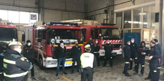 Los bomberos nazarenos se forman en tareas de desinfección por la UME Los bomberos nazarenos