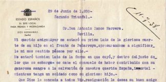 Pésame por un joven caído en la guerra